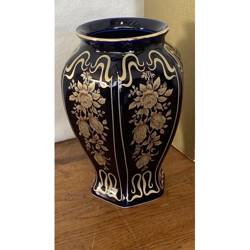 159 - Vintage Bavaria West Germany Real Cobalt Vase with Gold Trim (18cm H.)