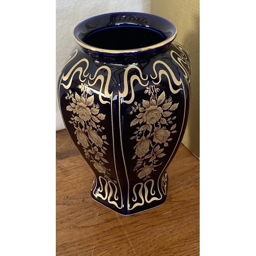 159 - Vintage Bavaria West Germany Real Cobalt Vase with Gold Trim (18cm H.)