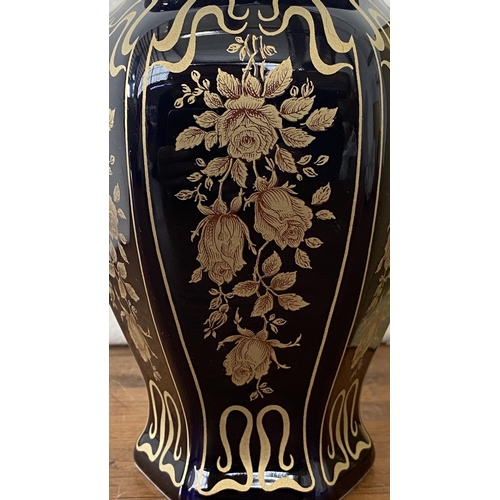 159 - Vintage Bavaria West Germany Real Cobalt Vase with Gold Trim (18cm H.)