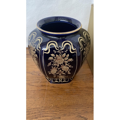 160B - Vintage Bavaria West Germany Real Cobalt Vase with Gold Trim (13cm H.)