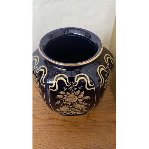 160B - Vintage Bavaria West Germany Real Cobalt Vase with Gold Trim (13cm H.)