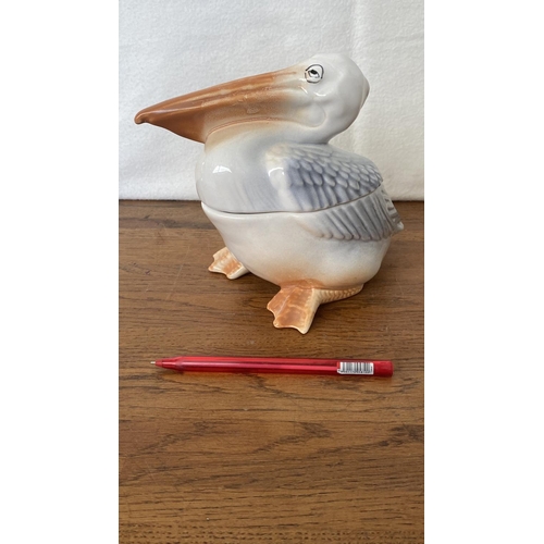 173 - Beautiful Old 'Pelican' Romanian Porcelain Butter Dish