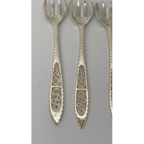 37 - Set of 6 Silver 925 Cypriot Filigree Design Dessert Forks