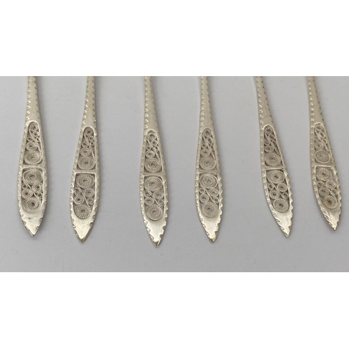 37 - Set of 6 Silver 925 Cypriot Filigree Design Dessert Forks