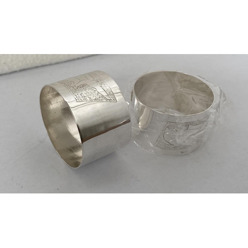 82 - x2 Silver 800 Napkin Rings Embossed with Cyprus Map (45gr)