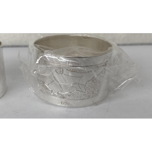 82 - x2 Silver 800 Napkin Rings Embossed with Cyprus Map (45gr)