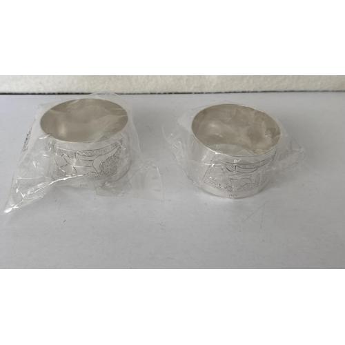 82 - x2 Silver 800 Napkin Rings Embossed with Cyprus Map (45gr)