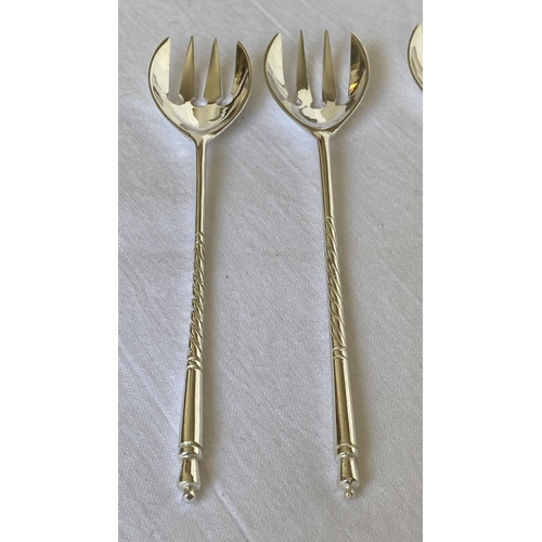 69 - Mid Century Set of 6 Silver 800 Dessert Forks with Twisted Handles (83gr)