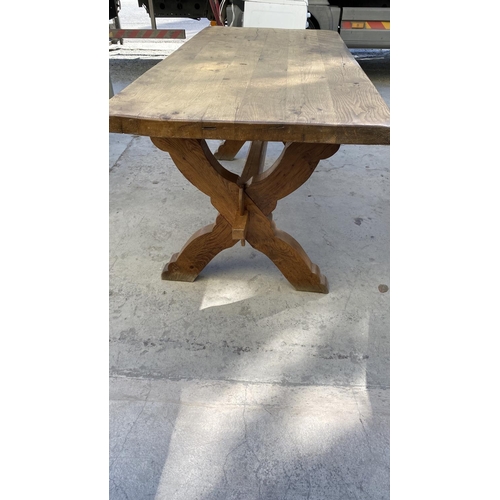 2 - Retro Solid Oak Farmhouse Dining Table (170 x 78cm)