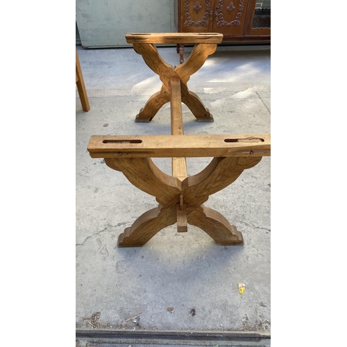 2 - Retro Solid Oak Farmhouse Dining Table (170 x 78cm)