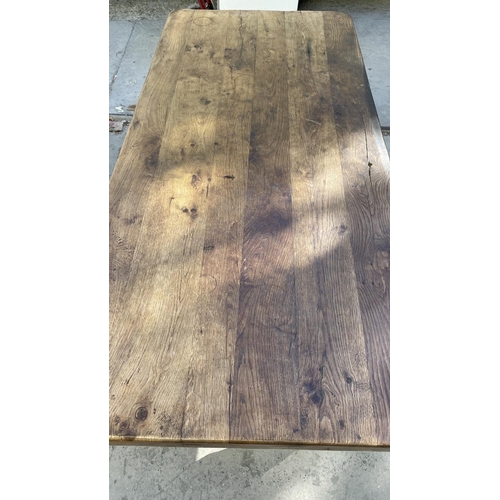 2 - Retro Solid Oak Farmhouse Dining Table (170 x 78cm)