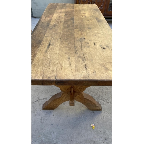 2 - Retro Solid Oak Farmhouse Dining Table (170 x 78cm)