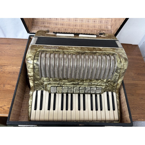 100 - Antique German Migma 80 Bass Accordion with Box (Basic Test Working)