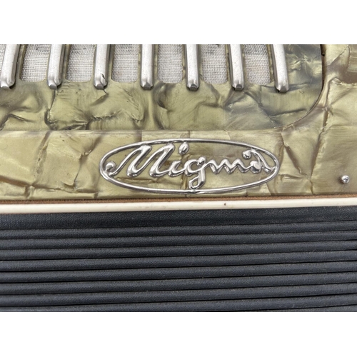 100 - Antique German Migma 80 Bass Accordion with Box (Basic Test Working)