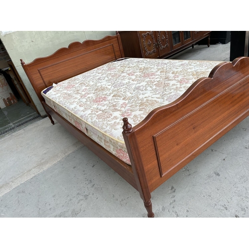 118 - Vintage 1960's Wooden Double Bed with Granado Orthopedic Mattress (140 x 200cm)