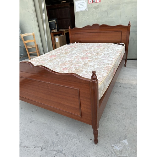 118 - Vintage 1960's Wooden Double Bed with Granado Orthopedic Mattress (140 x 200cm)