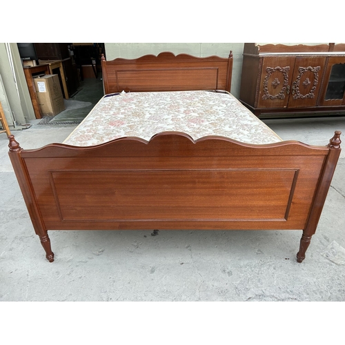 118 - Vintage 1960's Wooden Double Bed with Granado Orthopedic Mattress (140 x 200cm)