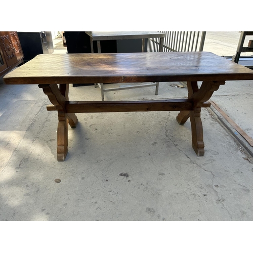 2 - Retro Solid Oak Farmhouse Dining Table (170 x 78cm)