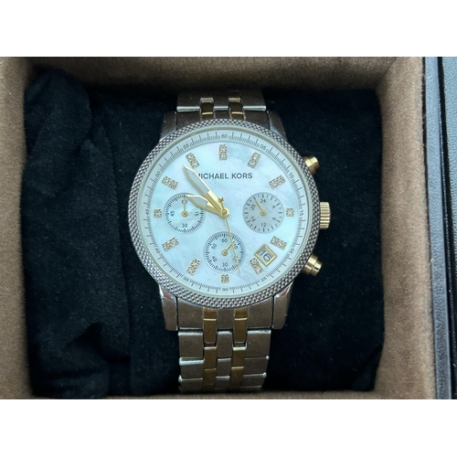 22 - Michael Kors Ritz MK5057 Mother of Pearl Chronograph Watch (Unused, In Box)