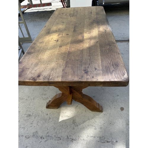 2 - Retro Solid Oak Farmhouse Dining Table (170 x 78cm)