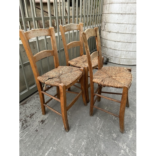 32 - x3 Vintage Cyprus Traditional Coffee Shop Woven Chairs (A/F)