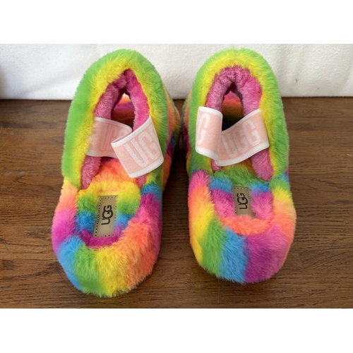 56 - Pair of UGG Fluff Yeah Rainbow Color Women's  Slippers Size 40 (Unused)