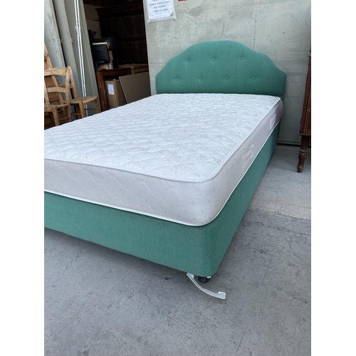 57 - Large (Single) Bed with Mattress and Padded Headboard (130 x 190cm)