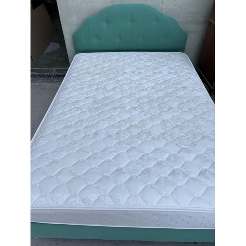 57 - Large (Single) Bed with Mattress and Padded Headboard (130 x 190cm)