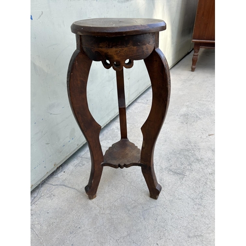 23 - Vintage Solid Wood Planter Stand (64cm H., 26cm Diameter)