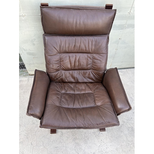 48 - Vintage Mid Century Brown Leather Siesta Armchair