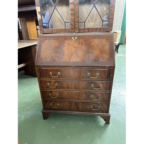 58 - Antique Victorian Type Opening Top Secretaire Writing Desk with Top Bookcase and 4 Bottom Drawers (S... 