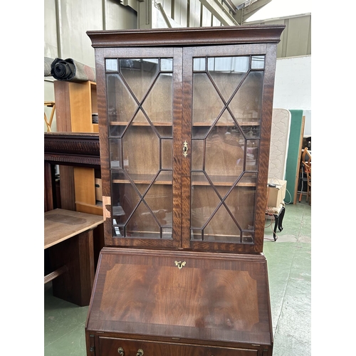 58 - Antique Victorian Type Opening Top Secretaire Writing Desk with Top Bookcase and 4 Bottom Drawers (S... 