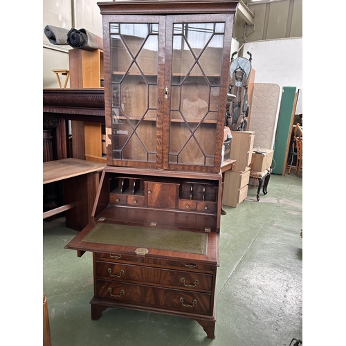 58 - Antique Victorian Type Opening Top Secretaire Writing Desk with Top Bookcase and 4 Bottom Drawers (S... 