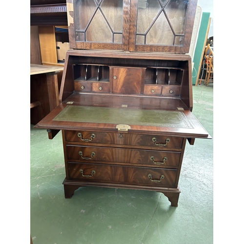 58 - Antique Victorian Type Opening Top Secretaire Writing Desk with Top Bookcase and 4 Bottom Drawers (S... 