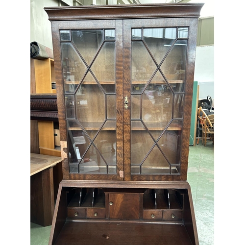 58 - Antique Victorian Type Opening Top Secretaire Writing Desk with Top Bookcase and 4 Bottom Drawers (S... 