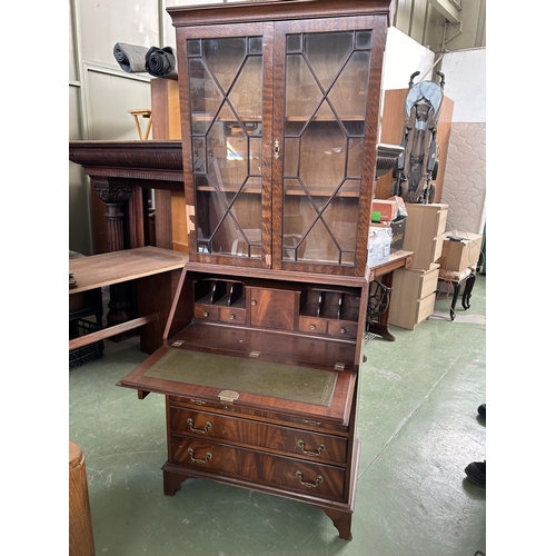 58 - Antique Victorian Type Opening Top Secretaire Writing Desk with Top Bookcase and 4 Bottom Drawers (S... 