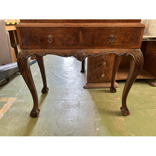 59 - Antique Victoria Style 2-Door Cabinet with Bowed Legs and 2 Drawers (90 W. x 46 D. x 163cm H.)