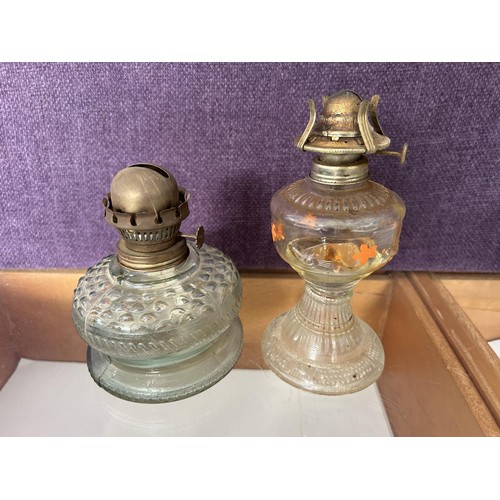 42 - x3 Vintage Glass/Porcelain Oil Lamps