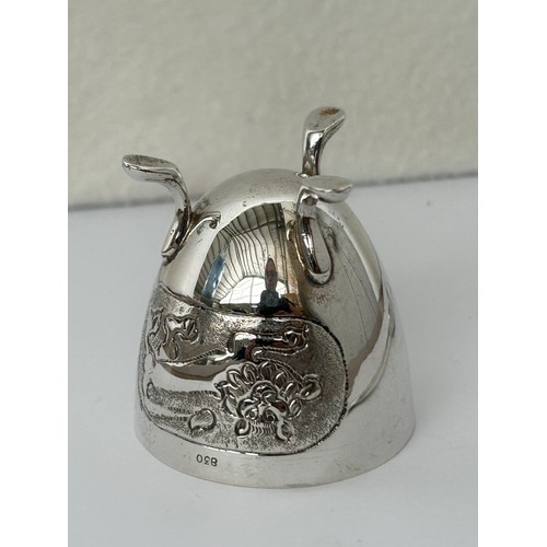 9 - Hallmarked Silver 830/800 Childrens Eggcup and Curved Spoon (49gr)