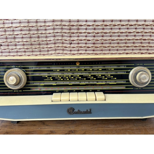 40 - The 1958 PYE Continental Table Model Valve Radio with Wooden and Blue Painted Cabinet - Working