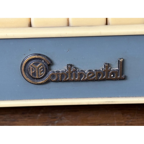 40 - The 1958 PYE Continental Table Model Valve Radio with Wooden and Blue Painted Cabinet - Working