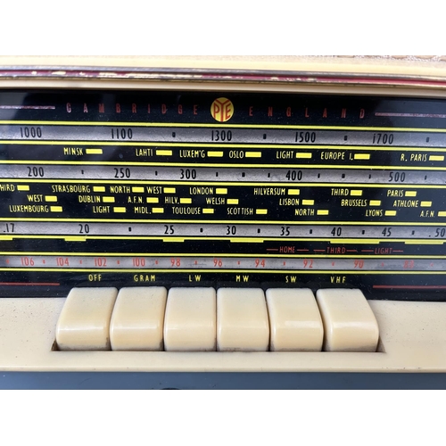 40 - The 1958 PYE Continental Table Model Valve Radio with Wooden and Blue Painted Cabinet - Working