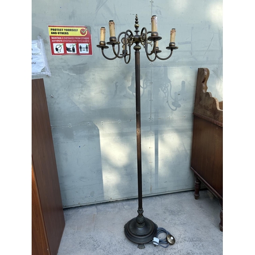 55 - Flemish Style Floor Lamp with 6 Candle Lamp Holders