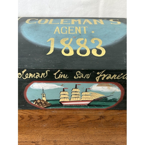 54 - Large Coleman's Agent 1883 Wooden Box (45 W. x 27 D. x 21cm H.)