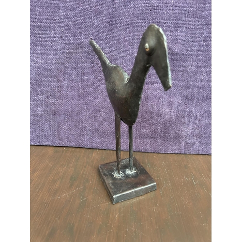 131 - Vintage Metal Folk Art Bird Figure Artwork (29 W. x 31cm H.)