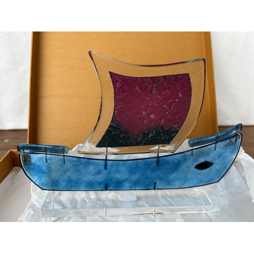 100 - Glass Sailing Ship Artwork Inspired by a Small Greek Merchant Ship of 4th Century BC Shipwreck Found... 