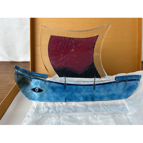 100 - Glass Sailing Ship Artwork Inspired by a Small Greek Merchant Ship of 4th Century BC Shipwreck Found... 