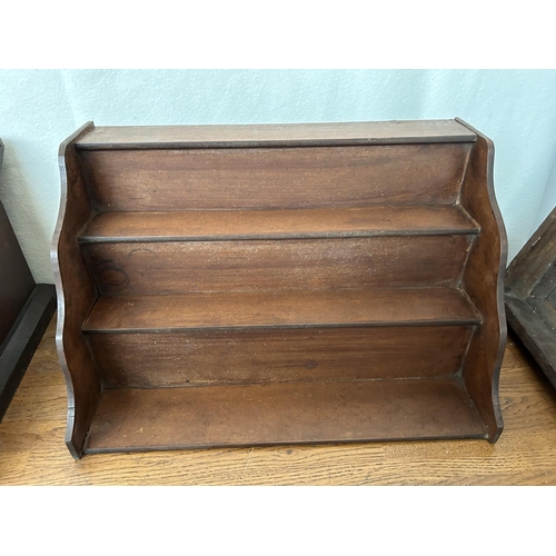 155 - x2 Vintage Wooden Book Holders Together with Display Unit