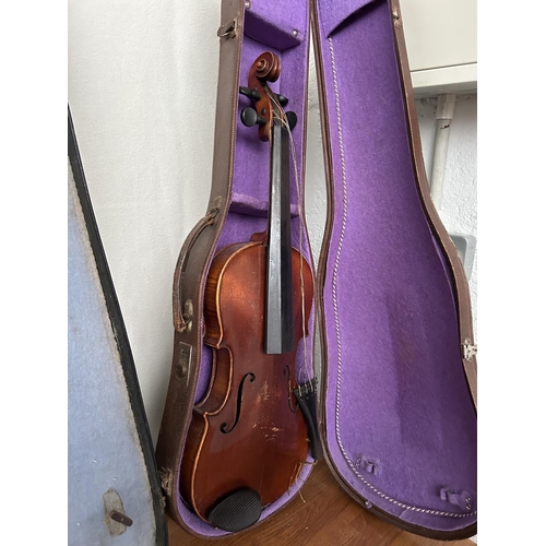 186 - x2 Vintage Violins in Original Case (A/F)