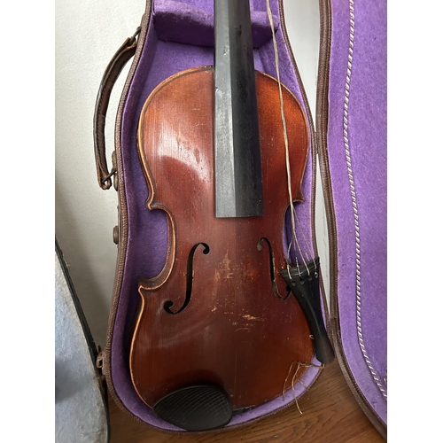 186 - x2 Vintage Violins in Original Case (A/F)